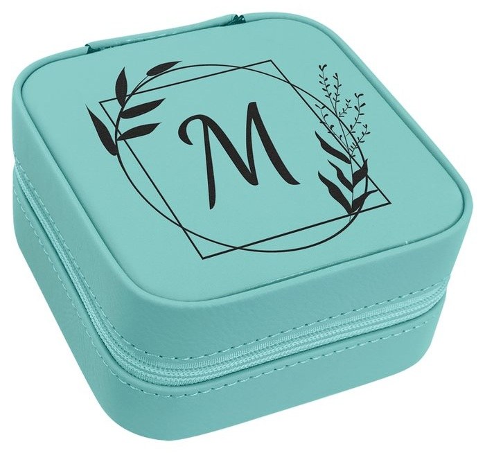 4 x 4 in. Leatherette Travel Jewelry Box with Black Lining teal/black — catalog reference 996
