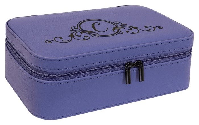 7.5 x 4.5 in. Leatherette Jewelry Box with Black Lining purple/black — catalog reference 1012