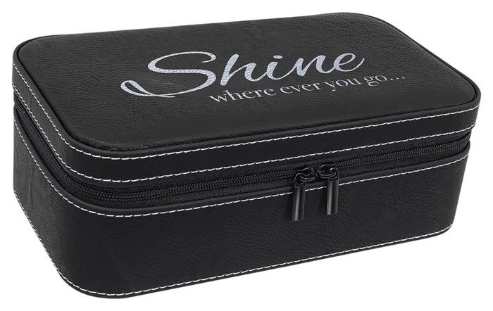 7.5 x 4.5 in. Leatherette Jewelry Box with Black Lining black/silver — catalog reference 1005