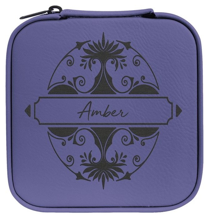 4 x 4 in. Leatherette Travel Jewelry Box with Black Lining purple/black — catalog reference 1001