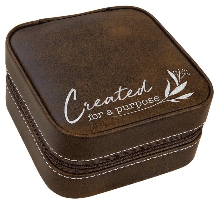 4 x 4 in. Leatherette Travel Jewelry Box with Black Lining rustic/gold — catalog reference 998