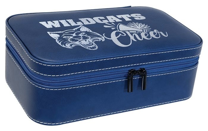 7.5 x 4.5 in. Leatherette Jewelry Box with Black Lining blue/silver — catalog reference 1008