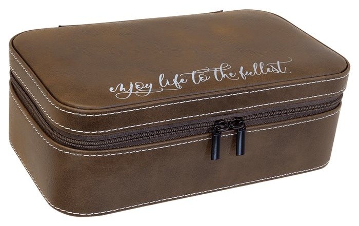 7.5 x 4.5 in. Leatherette Jewelry Box with Black Lining rustic/gold — catalog reference 1009