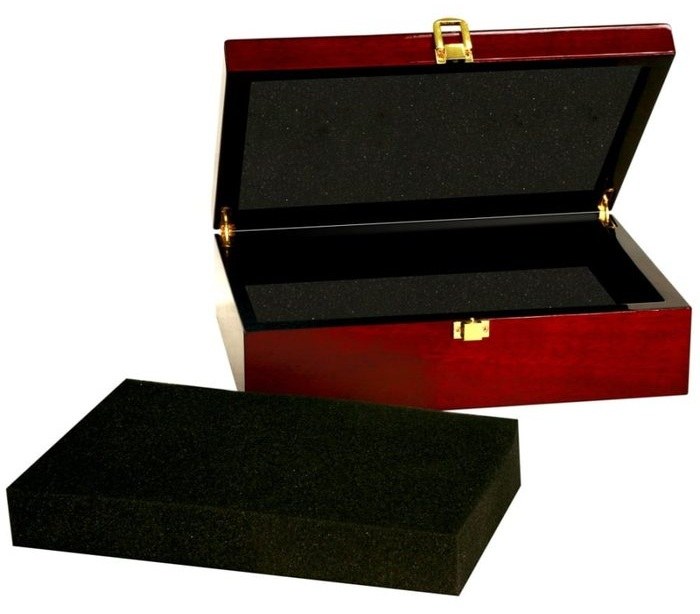 7.75 x 6.25 x 2.375 in. Rosewood Piano-Finish Gift Box — catalog reference 971