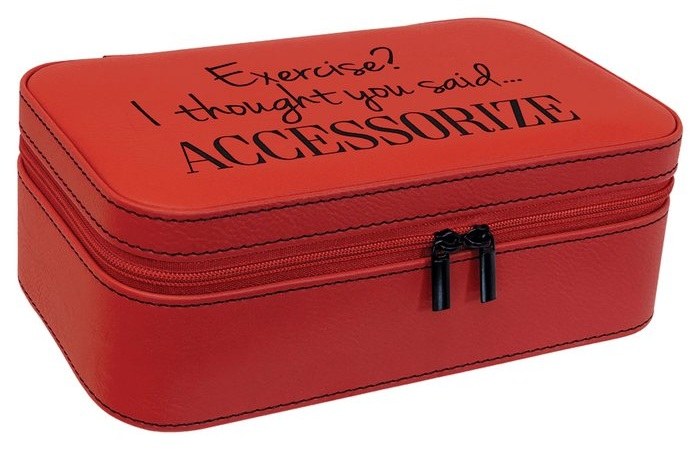 7.5 x 4.5 in. Leatherette Jewelry Box with Black Lining red/black — catalog reference 1010