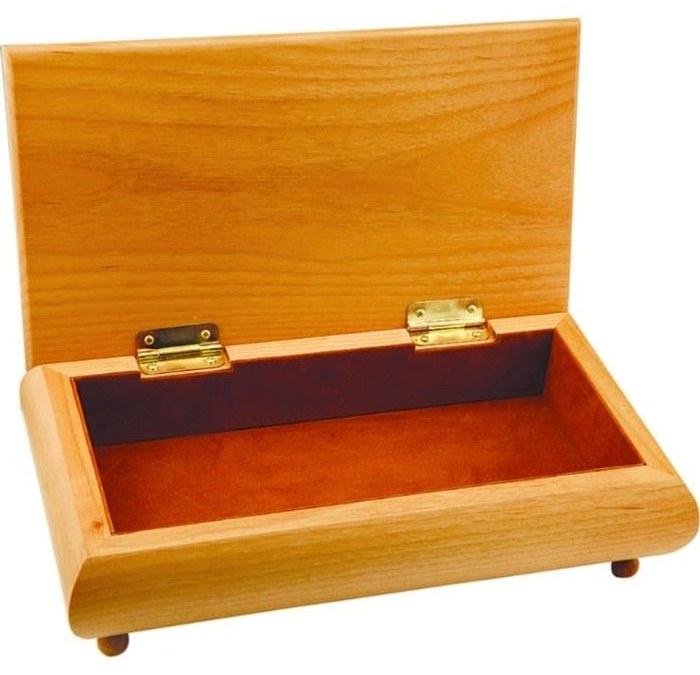 10.5 x 6 in. Red Alder Box with Brown Velvet Lining — catalog reference 981