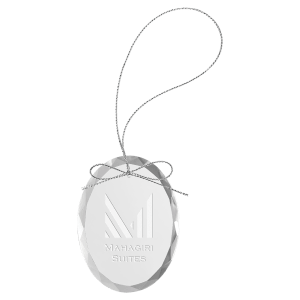 3 1/4" Clear Oval Glass Ornament with Silver String — catalog reference 2220