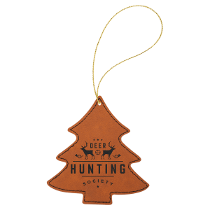 Rawhide Leatherette Tree Ornament with Gold String — catalog reference 2250