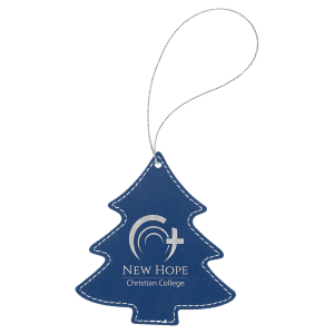 Blue/Silver Leatherette Tree Ornament with Silver String — catalog reference 2255