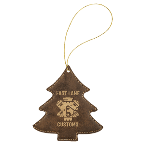 Rustic/Gold Leatherette Tree Ornament with Gold String — catalog reference 2254
