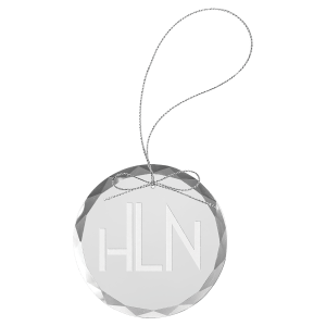3 1/4" Clear Round Glass Ornament with Silver String — catalog reference 2219