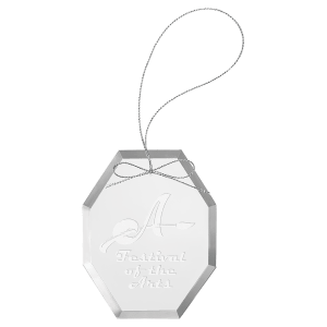 3 3/4" Clear Octagon Glass Ornament with Silver String — catalog reference 2221