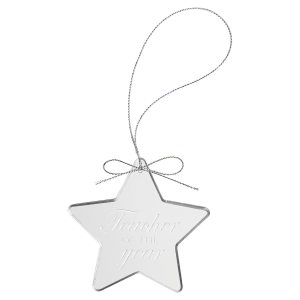 3 1/4" Clear Star Glass Ornament with Silver String — catalog reference 2224