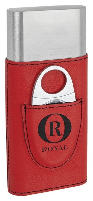 2.875 x 6.625 in. Leatherette Cigar Case with Cutter red/black — catalog reference 922
