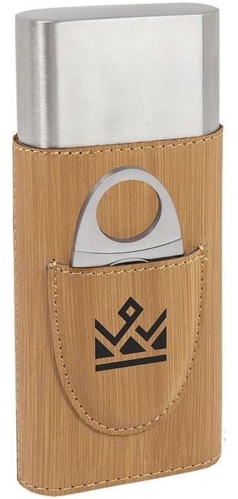 2.875 x 6.625 in. Leatherette Cigar Case with Cutter bamboo/black — catalog reference 921