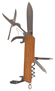 3.5 in. Wooden 8-Function Multi-Tool Pocket Knife — catalog reference 901
