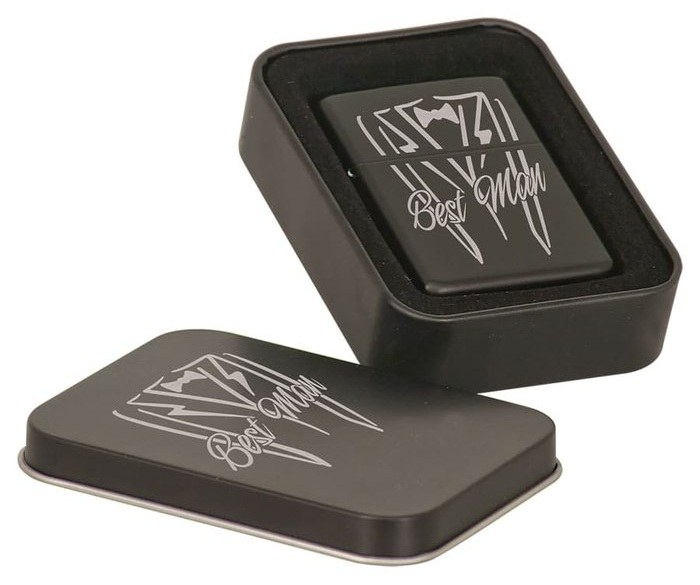 Matte Black Lighter in Black Tin — catalog reference 942