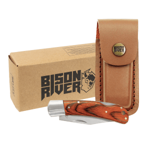 4 in. Wood Folding Knife with Leather Sheath — catalog reference 898