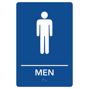 Men Restroom Pre-Designed ADA Sign, Blue/White, 6" x 9" — catalog reference 2133