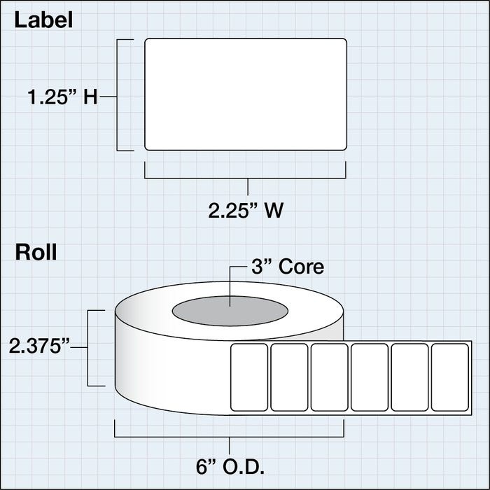 2.25" x 1.25" Premium Gloss Paper — catalog reference 1140