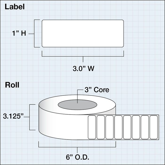3" x 1" Premium Gloss Paper — catalog reference 1144
