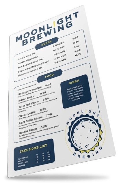 Plastic Menus — catalog reference 1269