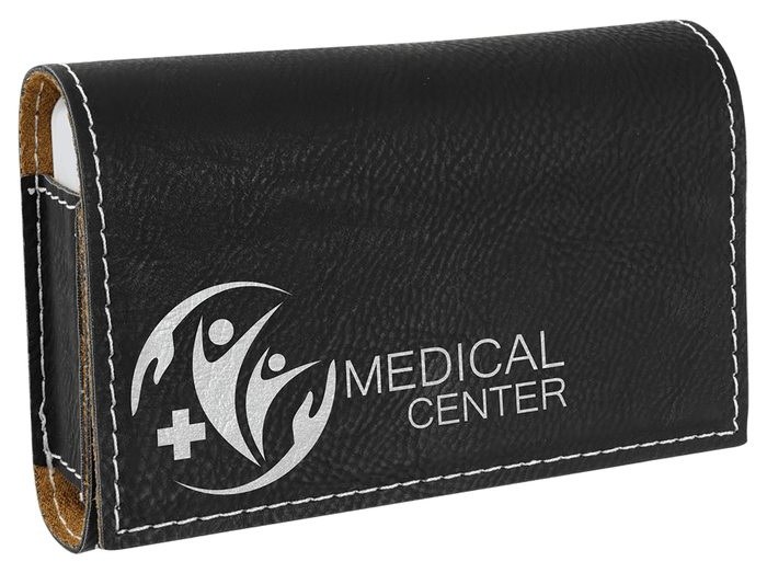 4.75 x 3.125 in. Leatherette Pill Box black/silver — catalog reference 1015