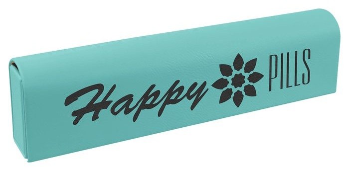 9.75 x 2.5 in. Leatherette Pill Box teal/black — catalog reference 1022