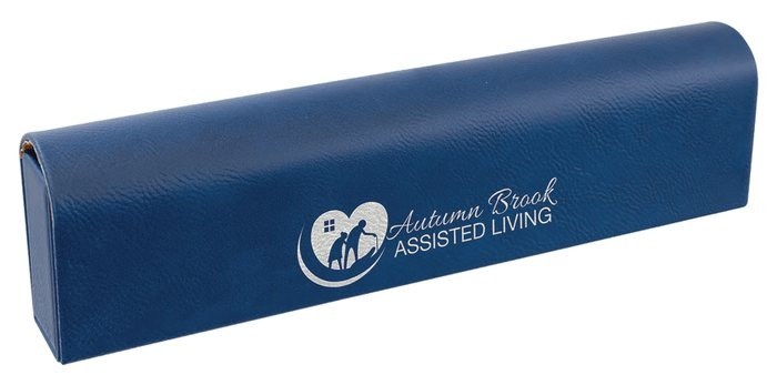 9.75 x 2.5 in. Leatherette Pill Box blue/silver — catalog reference 1024