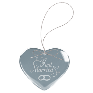 3" Clear Heart Glass Ornament with Silver String — catalog reference 2222