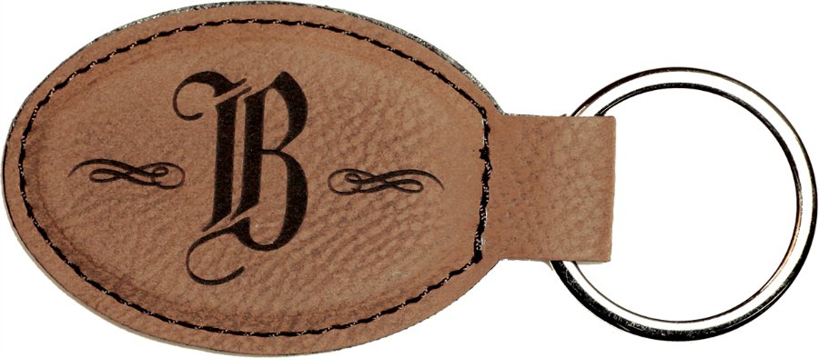 3 x 1 3/4 in. Dark Brown Plain Leatherette Oval Keychain — Ref 2329