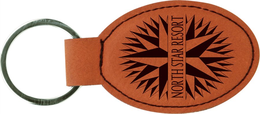 3 x 1 3/4 in. Rawhide Plain Leatherette Oval Keychain — Ref 2331
