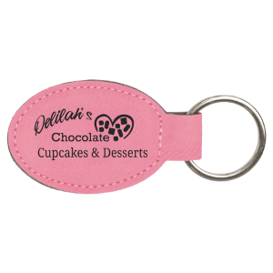 3 x 1 3/4 in. Pink Plain Leatherette Oval Keychain — Ref 2333