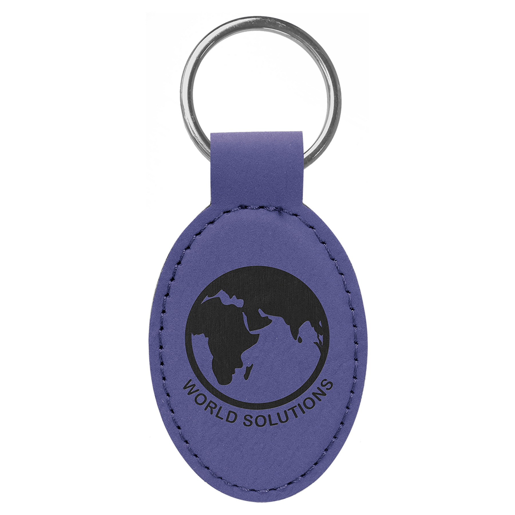 3 x 1 3/4 in. Purple Plain Leatherette Oval Keychain — Ref 2341