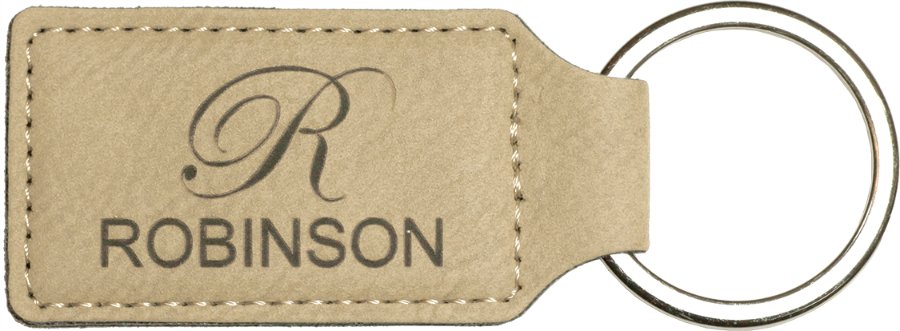 2 3/4 x 1 1/4 in. Light Brown Plain Leatherette Rectangle Keychain — Ref 2342