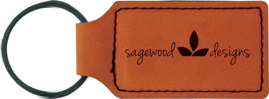 2 3/4 x 1 1/4 in. Rawhide Plain Leatherette Rectangle Keychain — Ref 2345