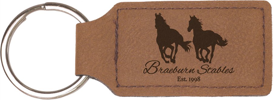 2 3/4 x 1 1/4 in. Dark Brown Plain Leatherette Rectangle Keychain — Ref 2343