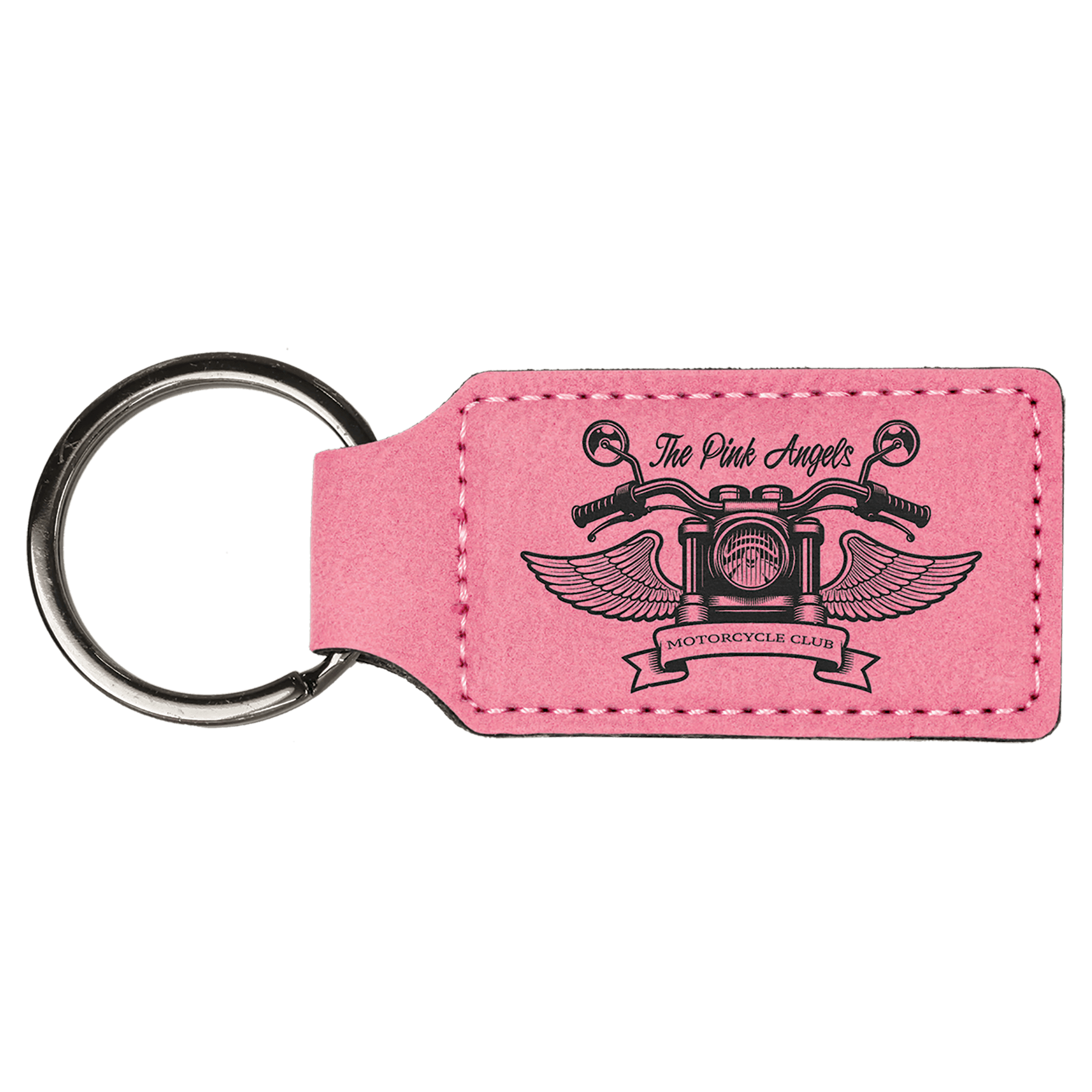 2 3/4 x 1 1/4 in. Pink Plain Leatherette Rectangle Keychain — Ref 2347