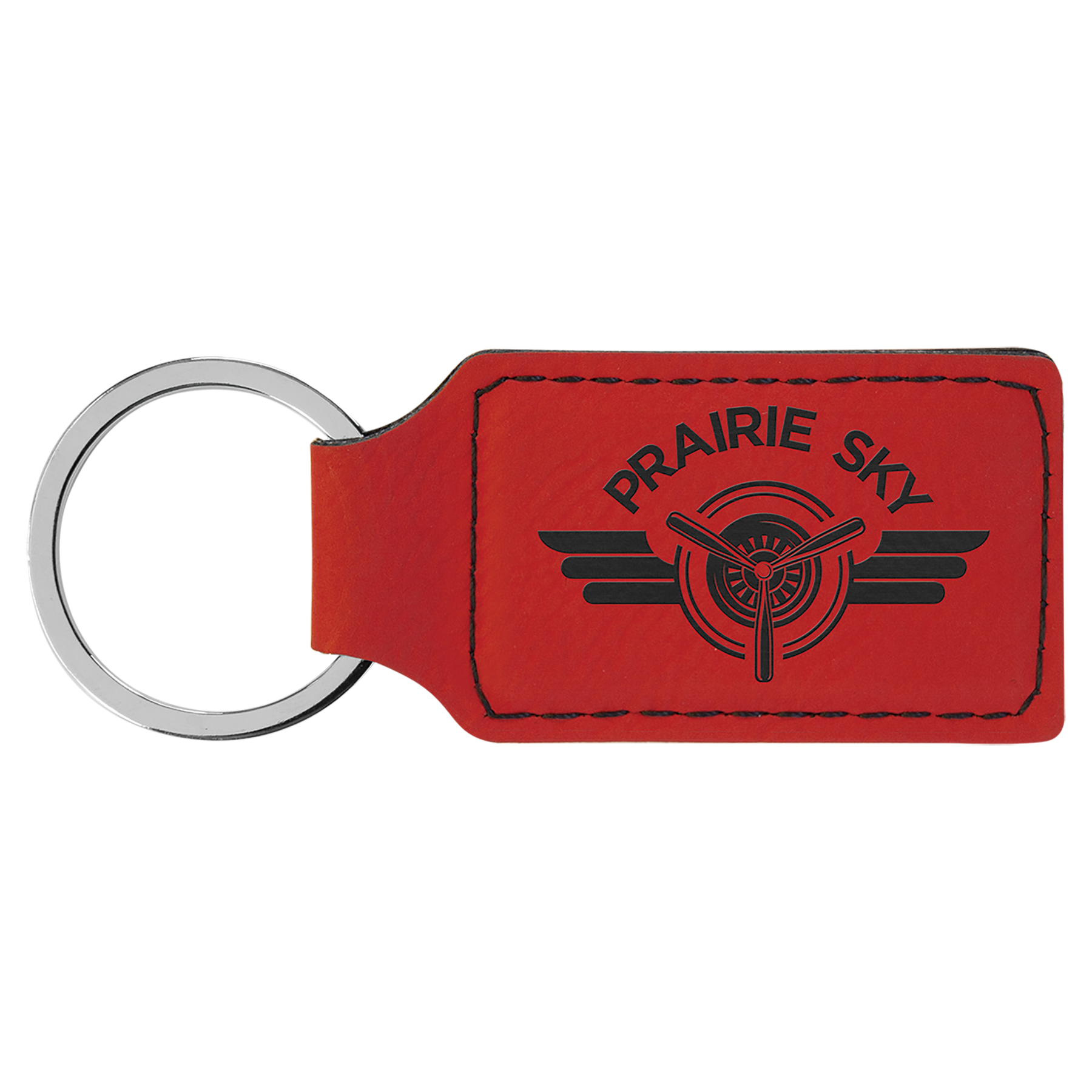 2 3/4 x 1 1/4 in. Red Plain Leatherette Rectangle Keychain — Ref 2353
