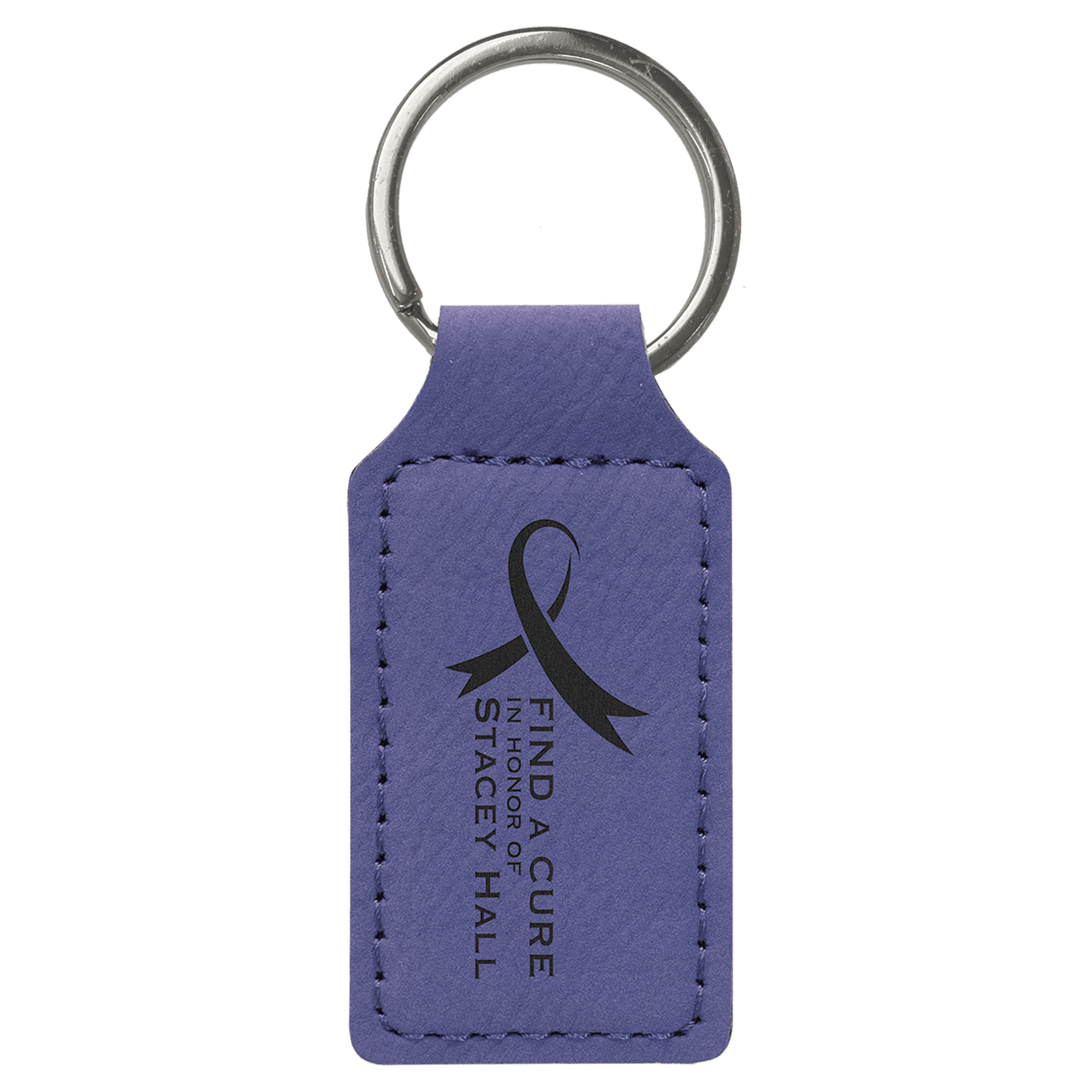 2 3/4 x 1 1/4 in. Purple Plain Leatherette Rectangle Keychain — Ref 2355