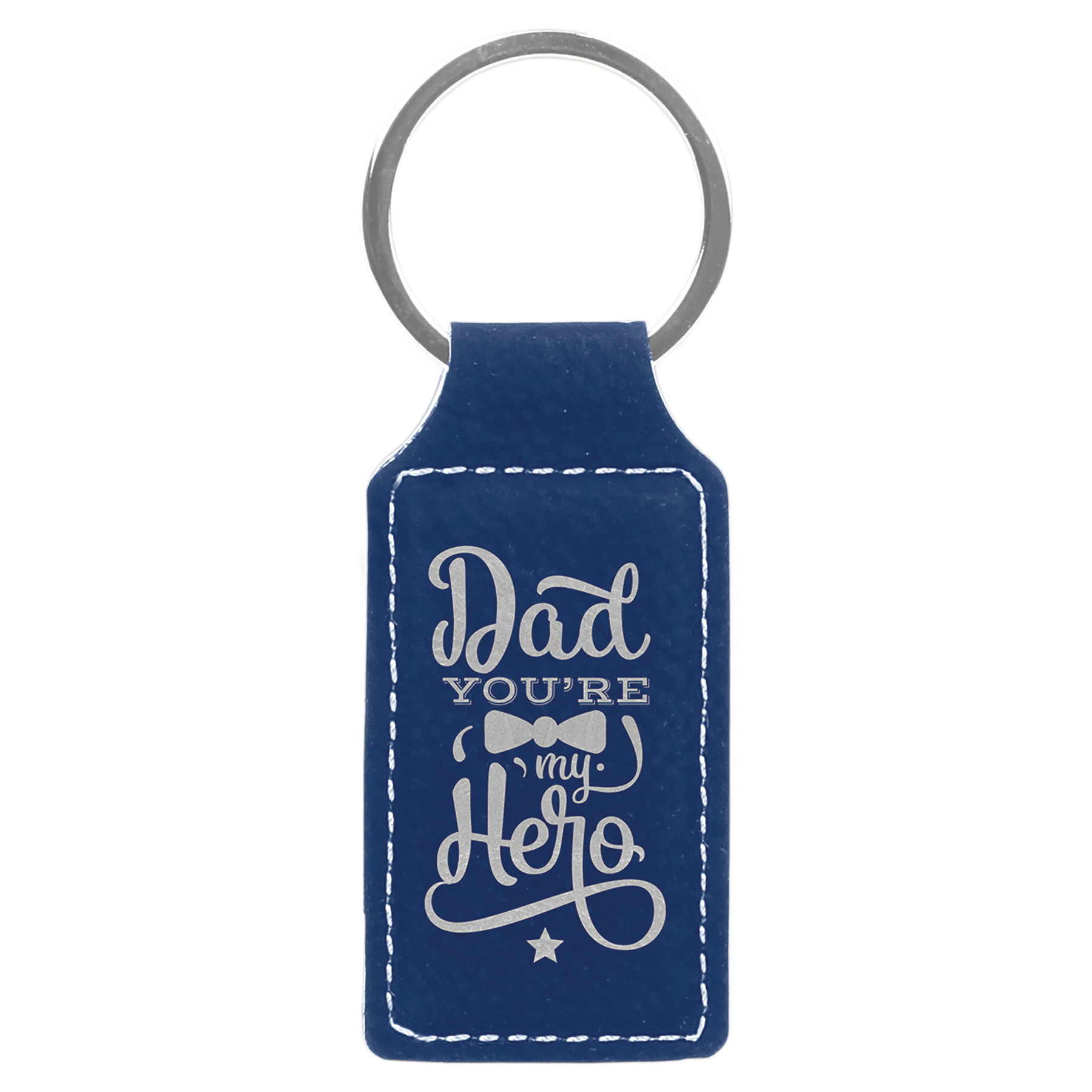2 3/4 x 1 1/4 in. Blue/Silver Plain Leatherette Rectangle Keychain — Ref 2351