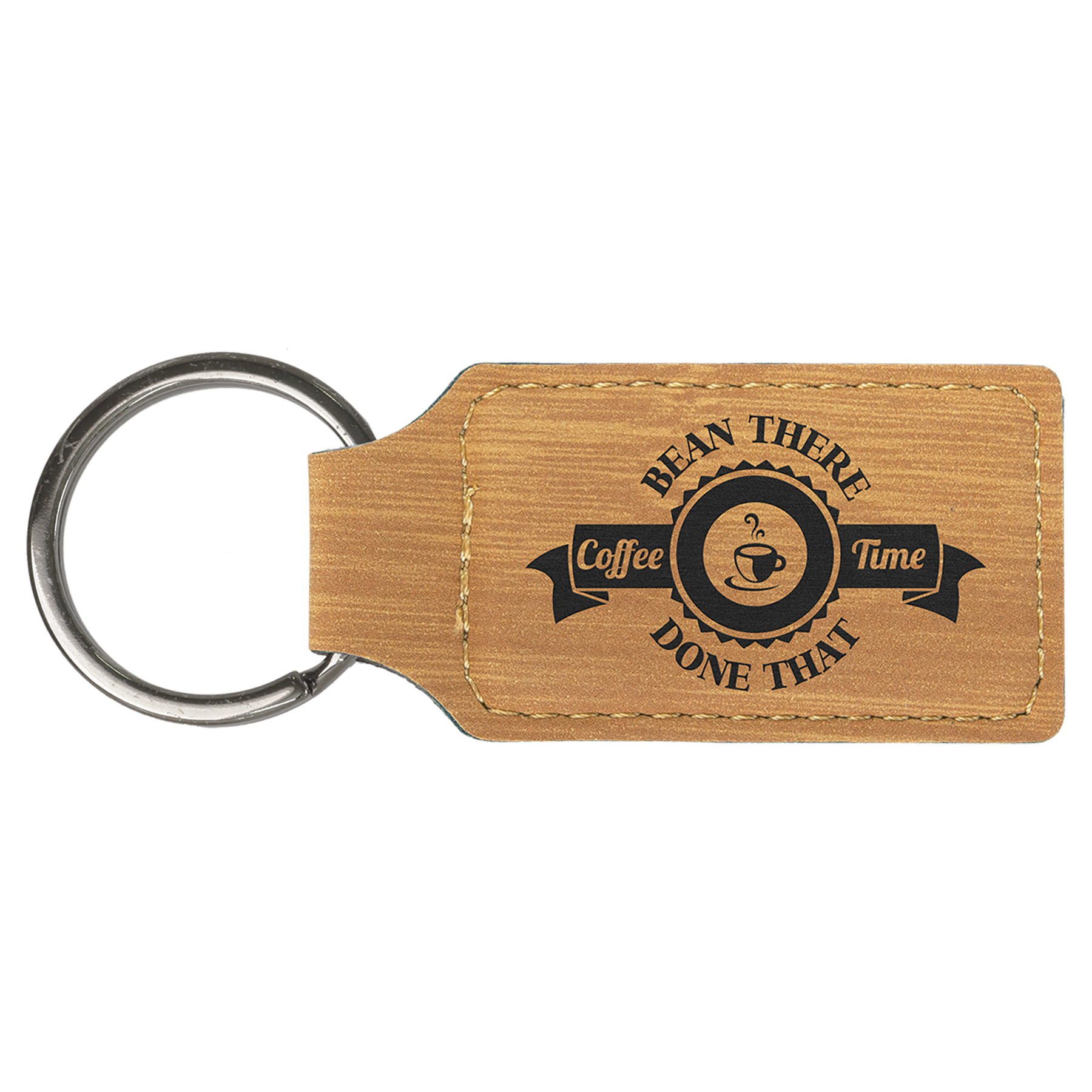 2 3/4 x 1 1/4 in. Bamboo Plain Leatherette Rectangle Keychain — Ref 2352