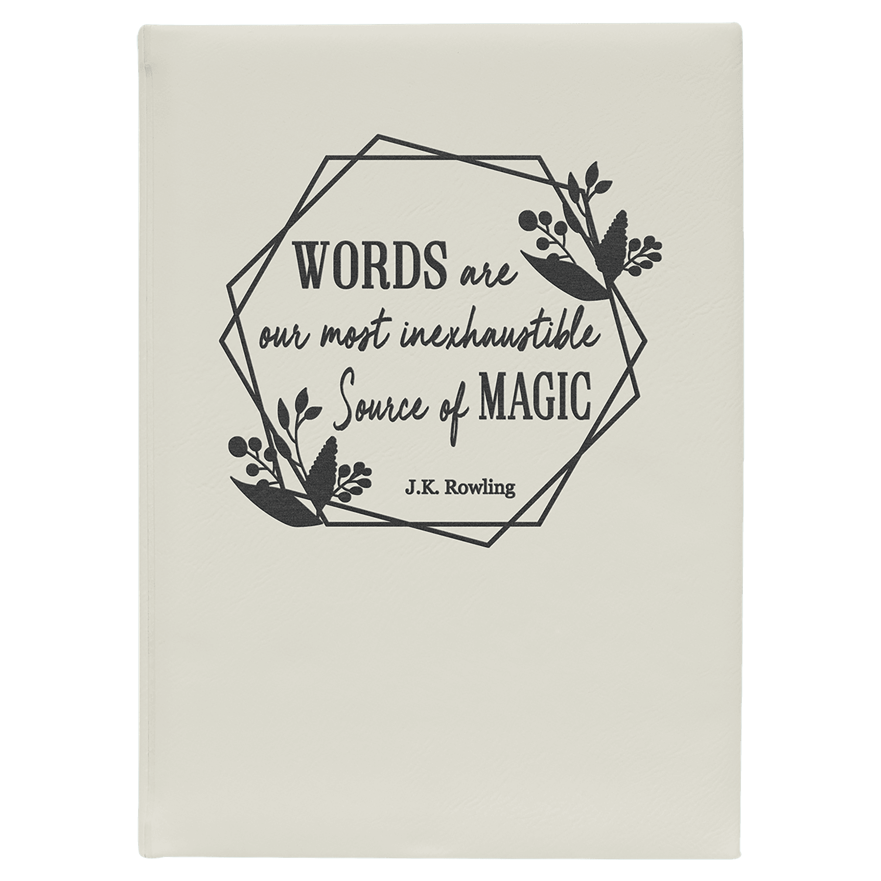 White/Black Large Leatherette Lined Journals — Ref 2396