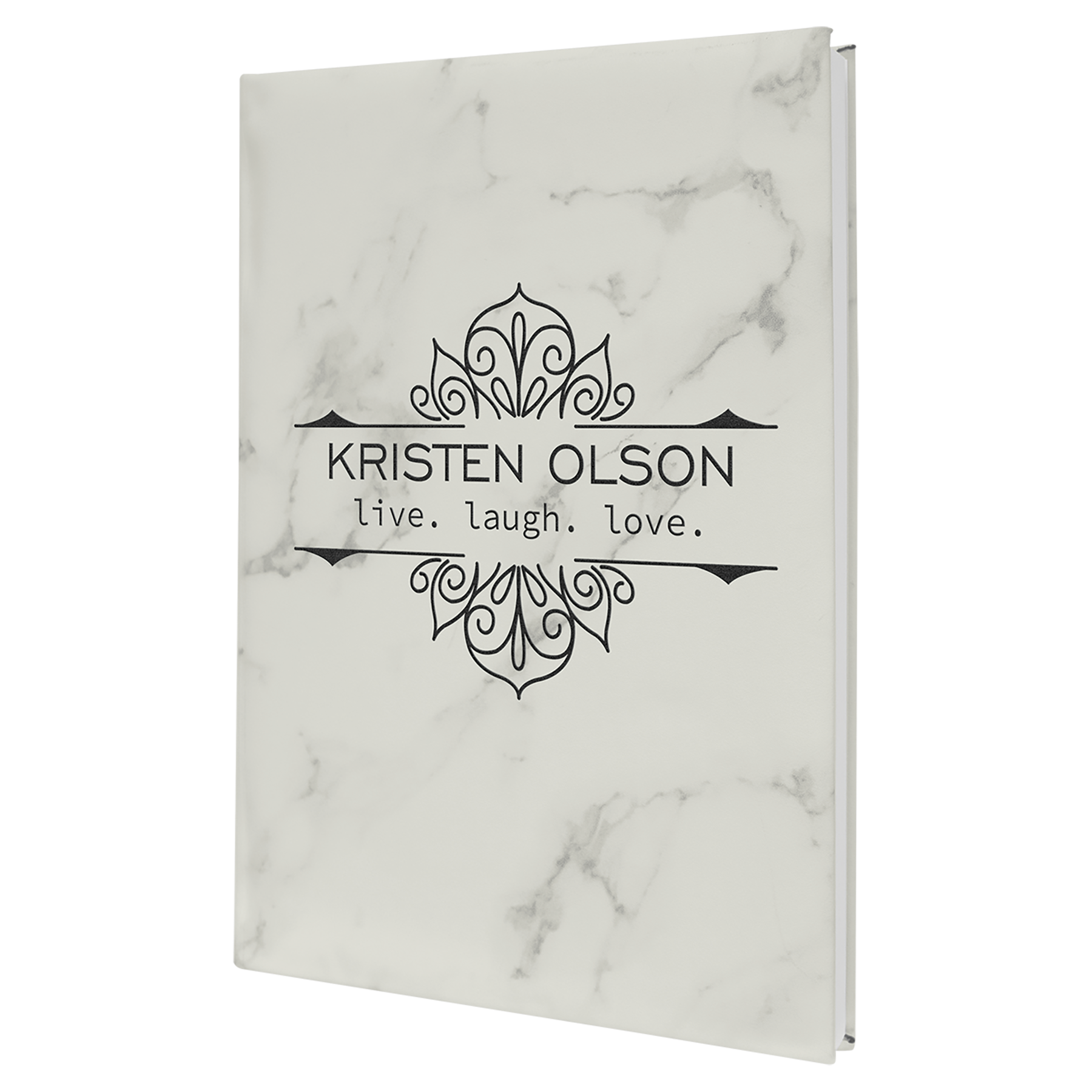 White Marble Large Leatherette Lined Journals — Ref 2394