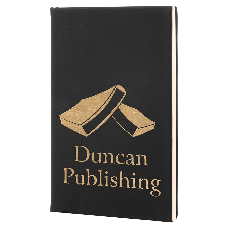 Black/Gold Small Leatherette Lined Journals — Ref 2417