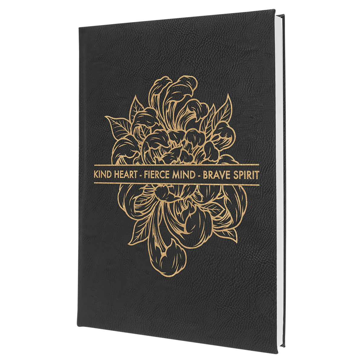 Black/Gold Large Leatherette Lined Journals — Ref 2383