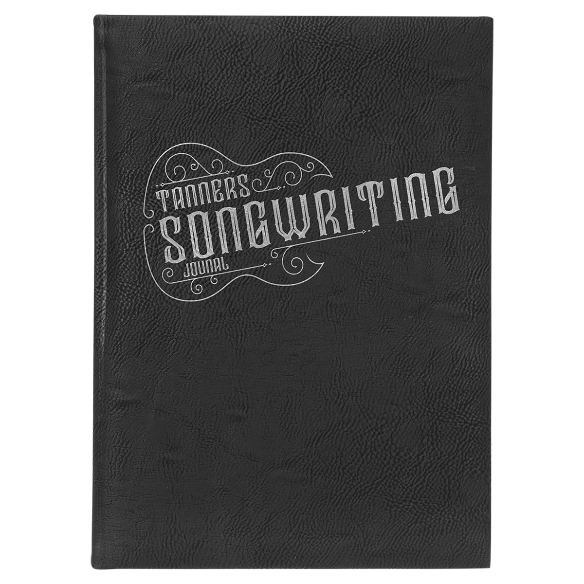 Black/Silver Large Leatherette Lined Journals — Ref 2388
