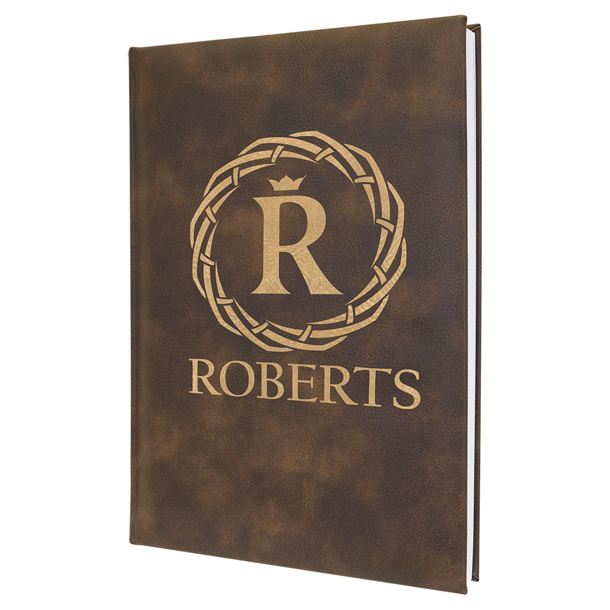 Rustic/Gold Large Leatherette Lined Journals — Ref 2389