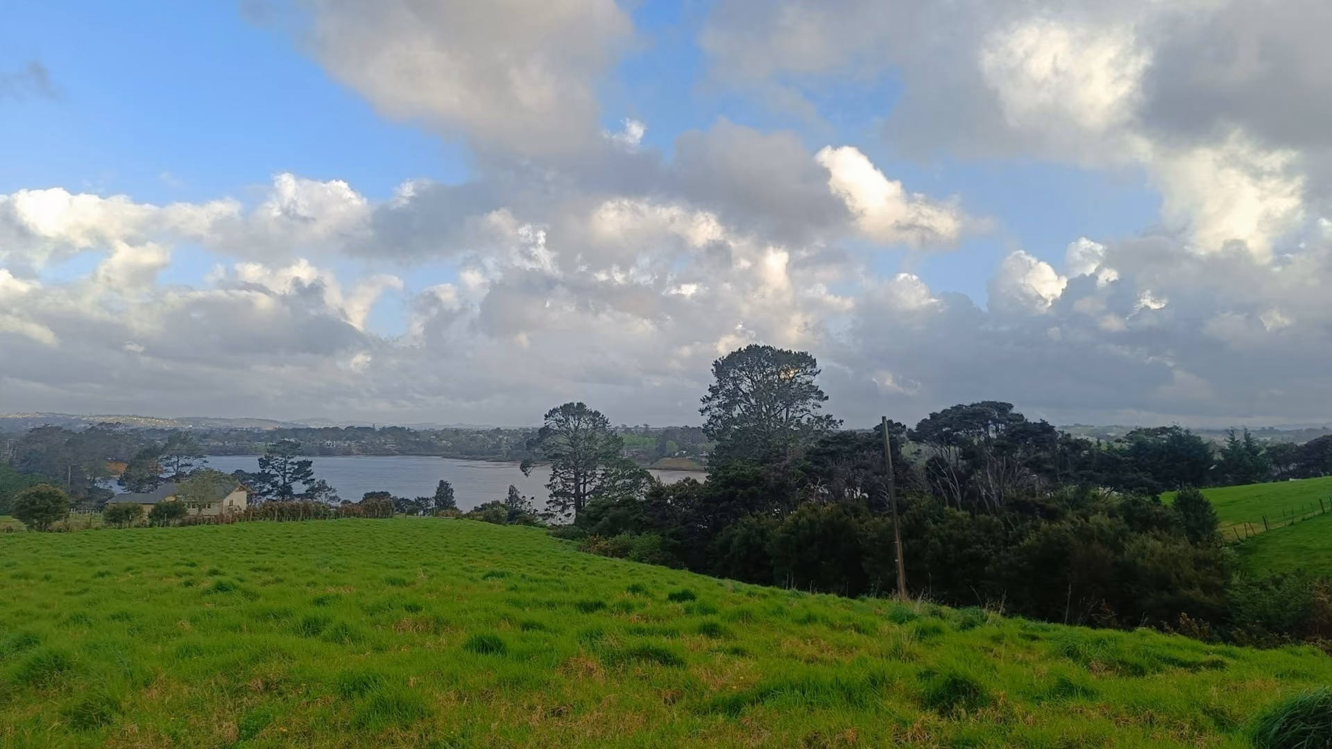 Farmland looking towards the upper harbour in Riverhead, Auckland