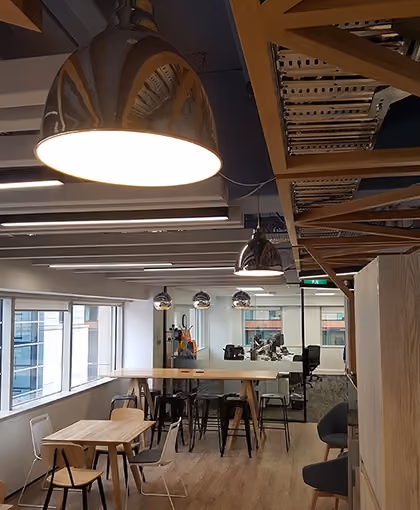 Finished LED lighting installation in a commercial office
